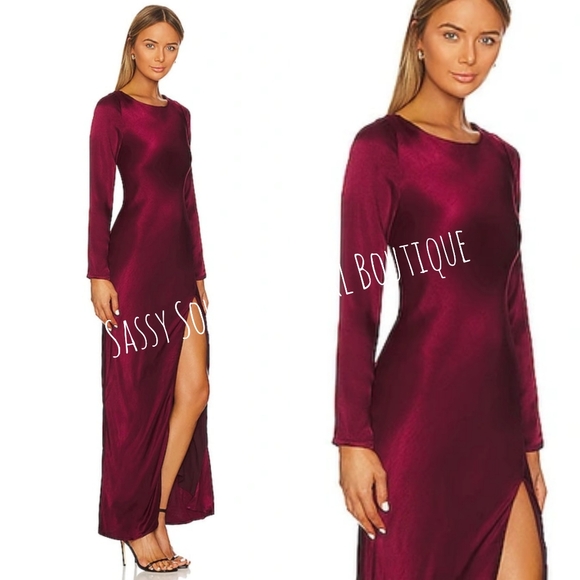 🆕⭐ BARDOT wine red satin backless maxi dress - Picture 4 of 9
